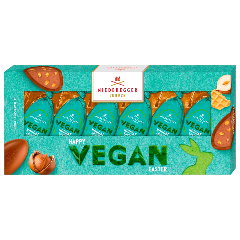 Niederegger Happy Vegan Easter Schokoeier Nougat-Knusperwaffel vegan 100g